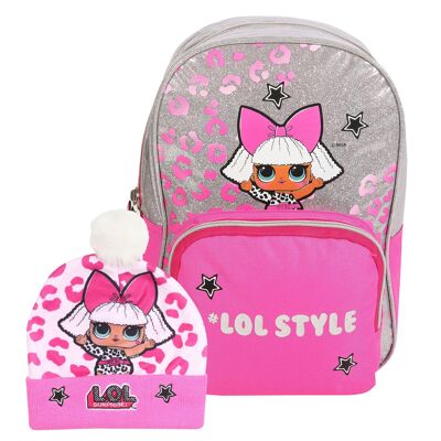 LOL Surprise Winter Warmer Girls Backpack and Beanie Set