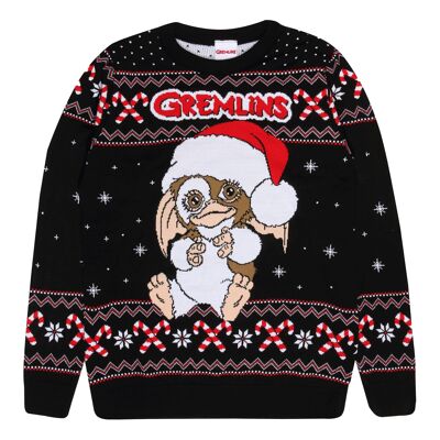 Gremlins Christmas Gizmo Candy Canes Adults Knitted Jumper