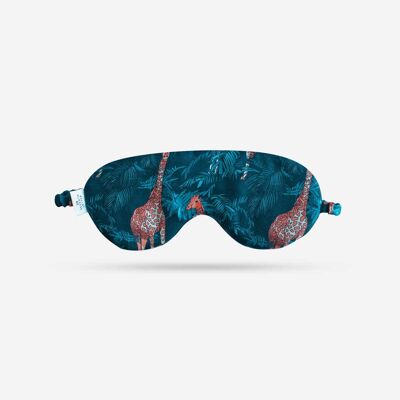 Masque de sommeil en soie turquoise girafe