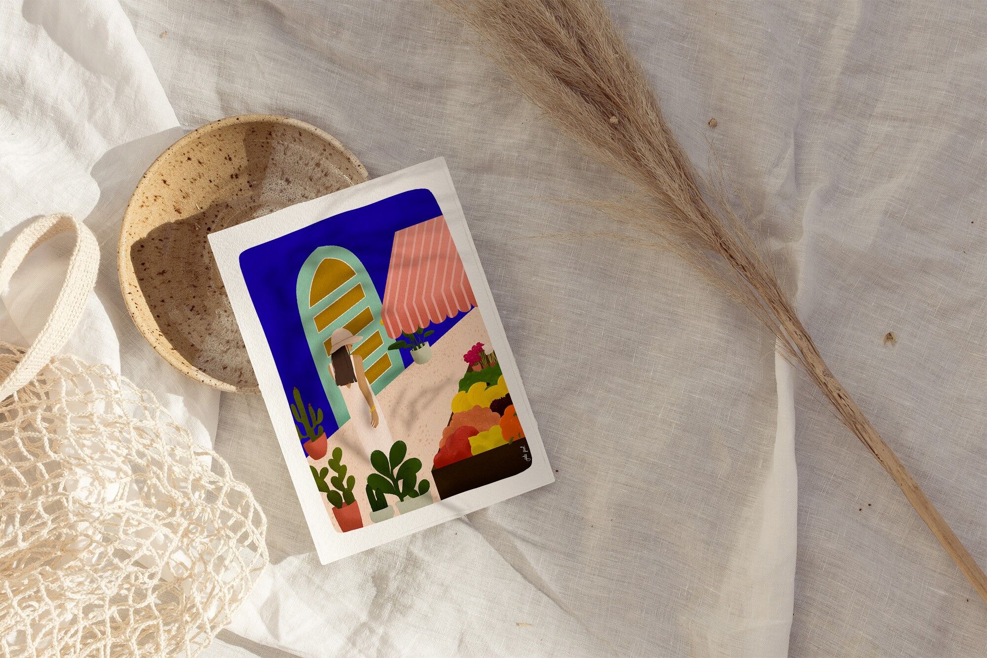 Cartolina Passeggiata al mercato 10x15cm (A6)