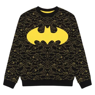 DC Comics Batman Patterned Logos Kids Crewneck Sweatshirt