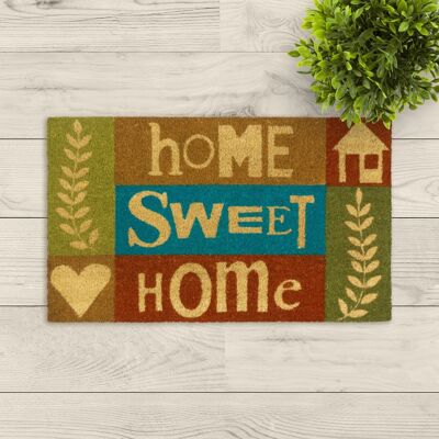 paillasson en fibre de coco; Énonciations Home Sweet Home colorées