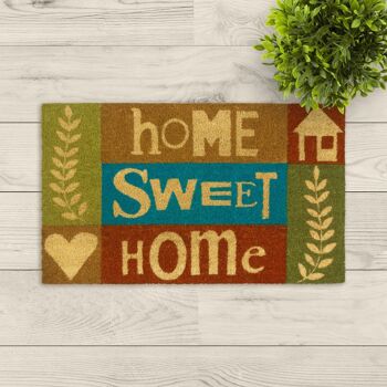 paillasson en fibre de coco; Énonciations Home Sweet Home colorées 1