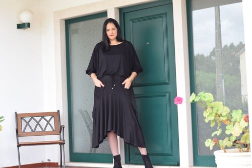 Plus Size Set ORIGAMI / Plus Size Jumper and Skirt Set (black)