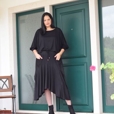 Plus Size Set ORIGAMI / Plus Size Jumper and Skirt Set (black)