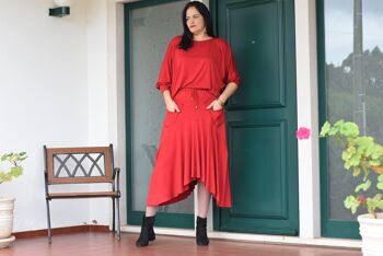 Ensemble grande taille ORIGAMI / Ensemble pull et jupe grande taille (rouge) 2