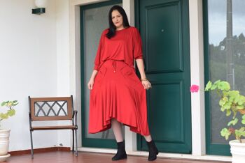 Ensemble grande taille ORIGAMI / Ensemble pull et jupe grande taille (rouge) 3