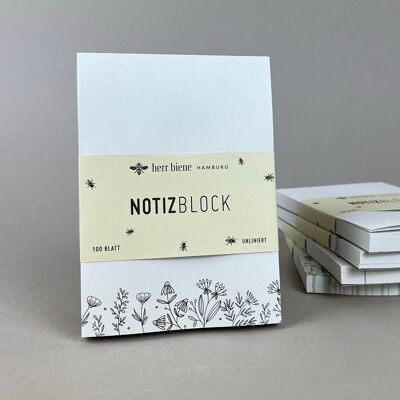 Bloc-notes fleurs (noir)