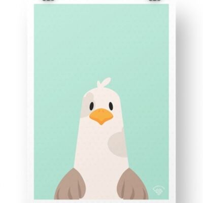 Seagull Poster - Aqua