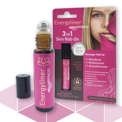 Energyliner Happiness / 3 in 1 Massage-Roll On / 10ml / Vegan / mit ausführlicher Anwenderbroschüre