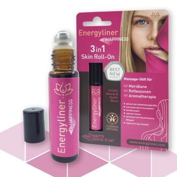 Energyliner Bonheur / Roll On de Massage 3 en 1 / 10ml / Vegan / avec brochure utilisateur détaillée 1