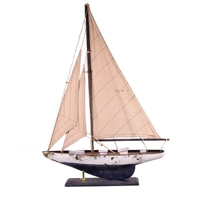 Modello di barca a vela in legno con finitura anticata