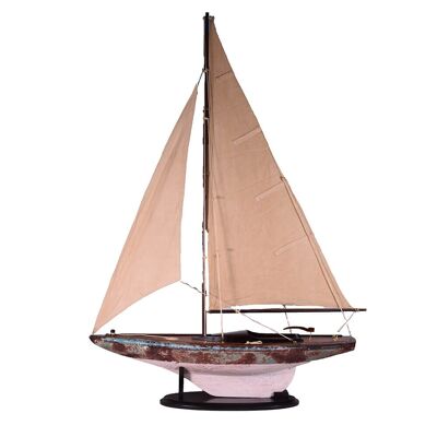Yate de vela de madera modelo de barco de barco de acabado antiguo