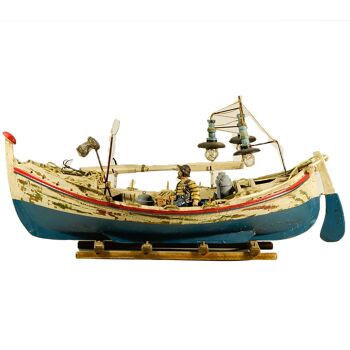 Modèle de bateau de pêche traditionnel en bois Finition antique 2