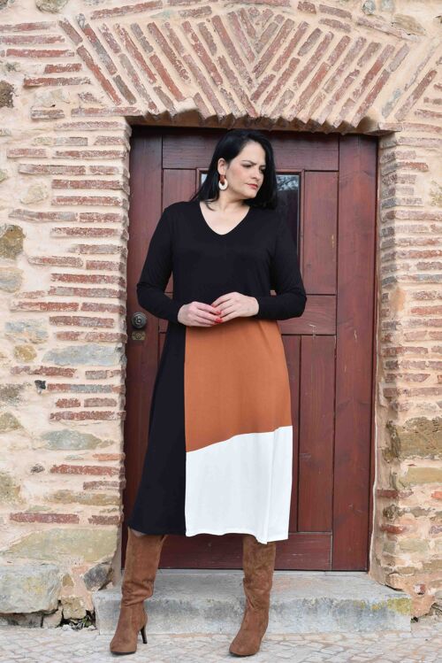 Plus Size Dress Simone - L to 6XL (Black, Cognac, Off-White)