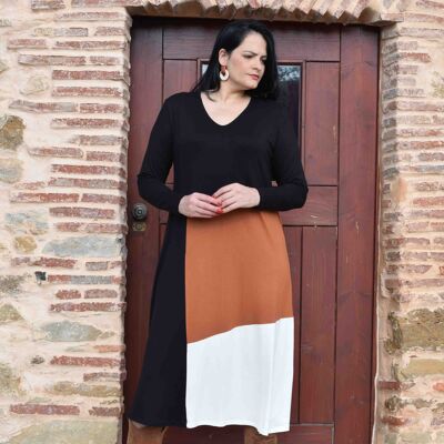 Plus Size Dress Simone - L to 6XL (Black, Cognac, Off-White)
