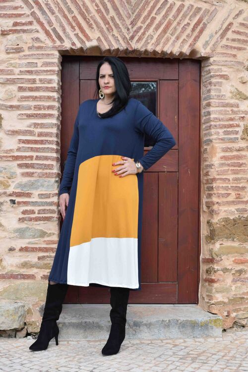 Plus Size Dress Simone - L to 6XL (Navy Blue, Yellow, Off-White)