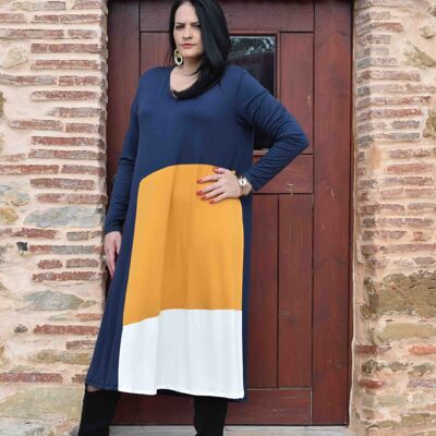 Vestido Tallas Grandes Simone - L a 6XL (Azul Marino, Amarillo, Blanco Roto)