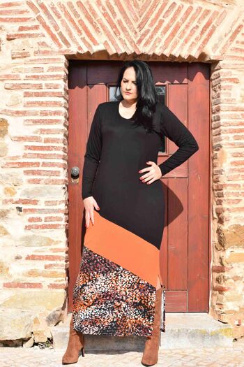 Robe Grande Taille Helena - L à 6XL (Noir, Cognac et Pois Fantaisie) 1