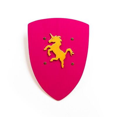 Bouclier Kamelot rose avec licorne S. ST537