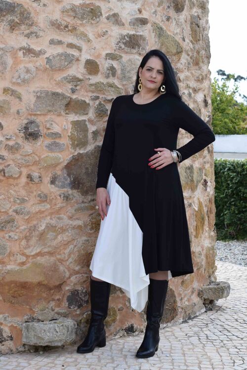 Plus Size Dress Valentina - L to 6XL (Main color: Black Secondary color: Cognac)