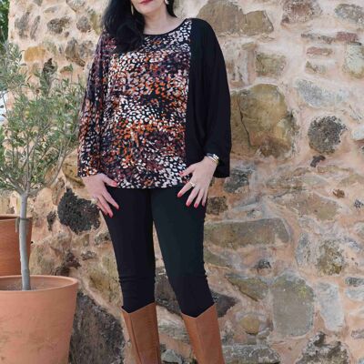 Plus Size Pullover/Pullover Manuela2 - L bis 6XL (Schwarz und Dot Fantasy)