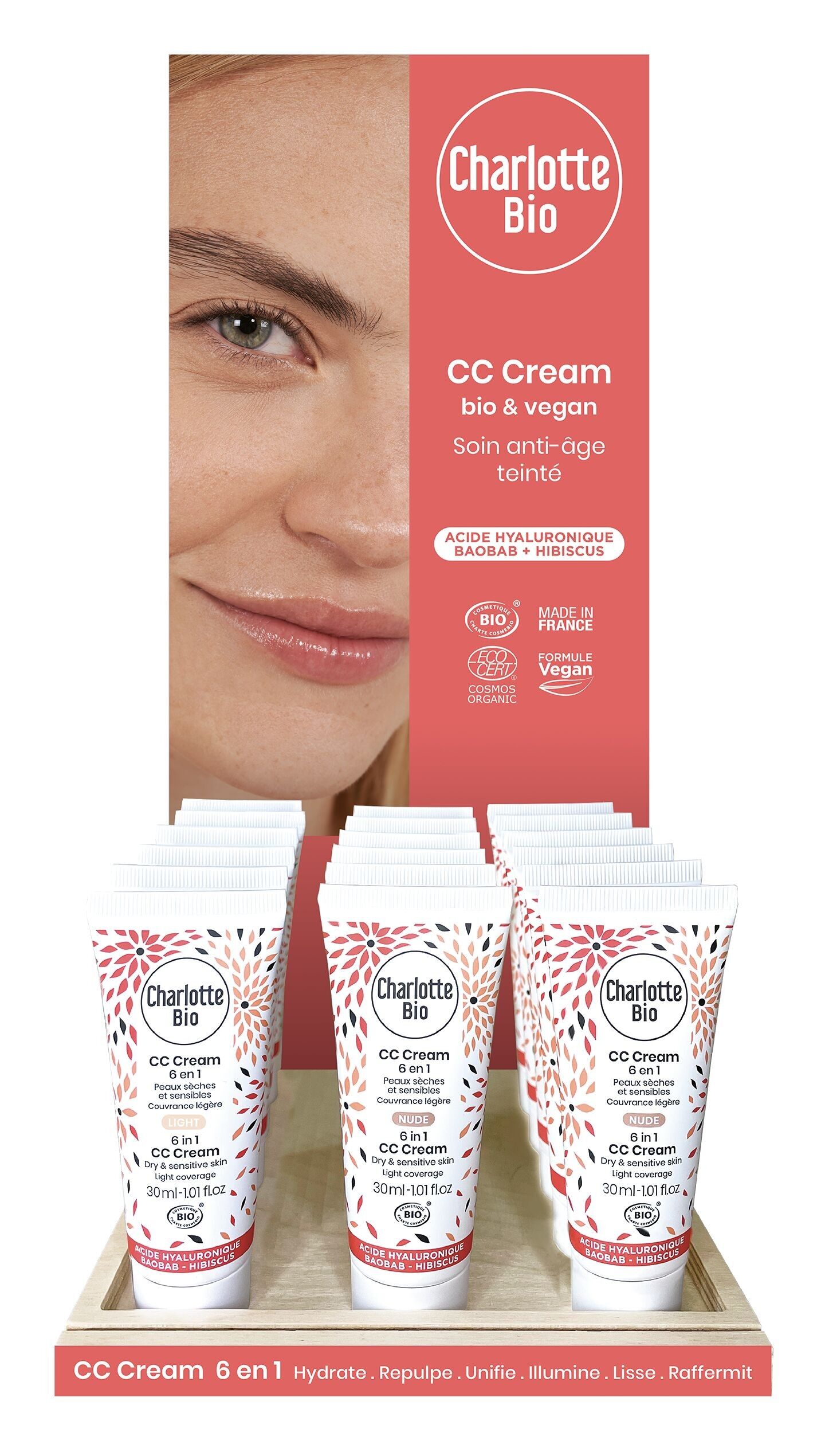 Display of 18 CC creams