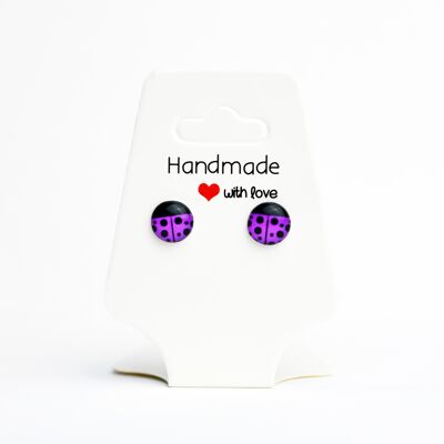 Mini Purple Ladybug Earrings