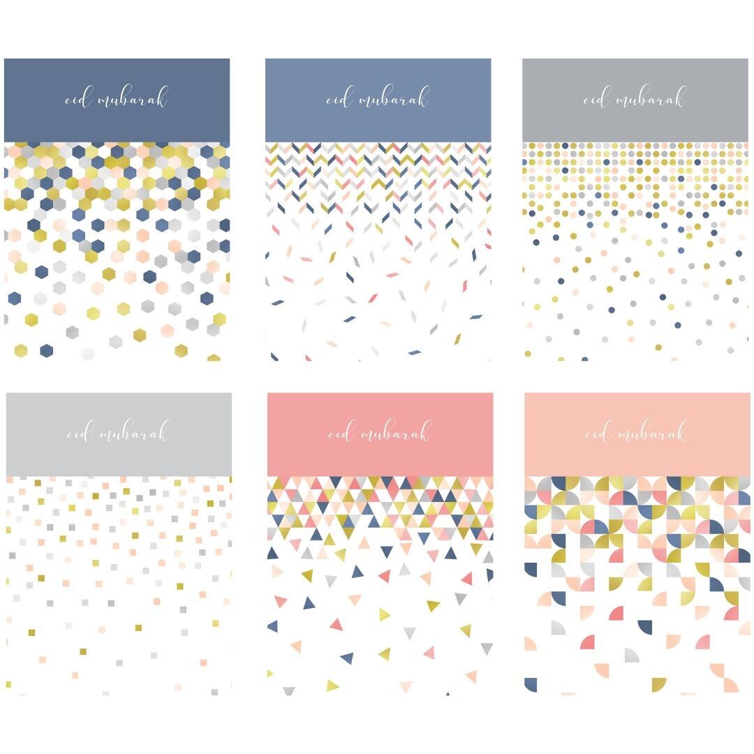 Biglietti d'auguri Eid Mubarak (6 pezzi) - Moderni