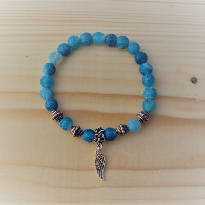 Bracelet de pierres précieuses en agate brûlée bleue