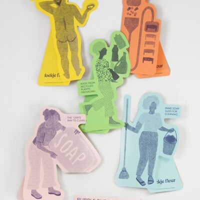 Bubble Buddy paper dolls for store presentation