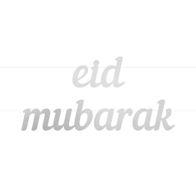 Banner de letras Eid Mubarak - Plata