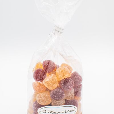 Sachet pâtes de fruits poire framboise myrtille abricot 200g