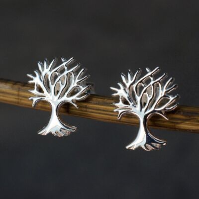 Mini orecchini a bottone con albero della vita - Argento sterling 925 - OHR925-124