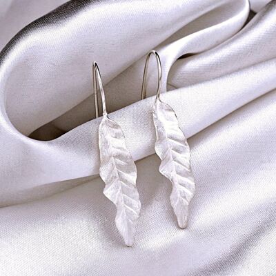 Long Leaves Earrings - 925 Sterling Silver Earrings - Elegant Natural Jewelry - OHR925-122