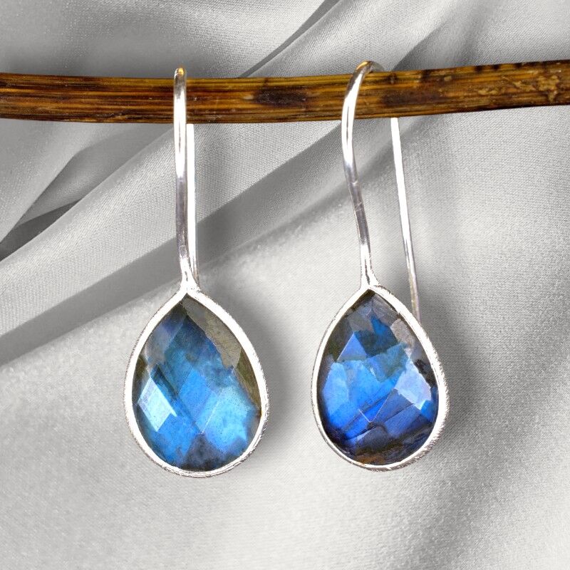 925 Sterling Silber LABRADORIT Ohrringe - OHR925-97