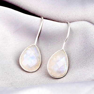 Moonstone Gemstone Earrings - 925 Sterling Silver Jewelry - OHR925-93