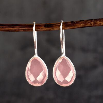 Orecchini al quarzo rosa in argento sterling 925 - gioielli con pietre preziose eleganti OHR925-102