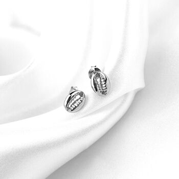 Mini clous d'oreilles en coquillage cauri - Argent sterling 925 - OHR925-48 9