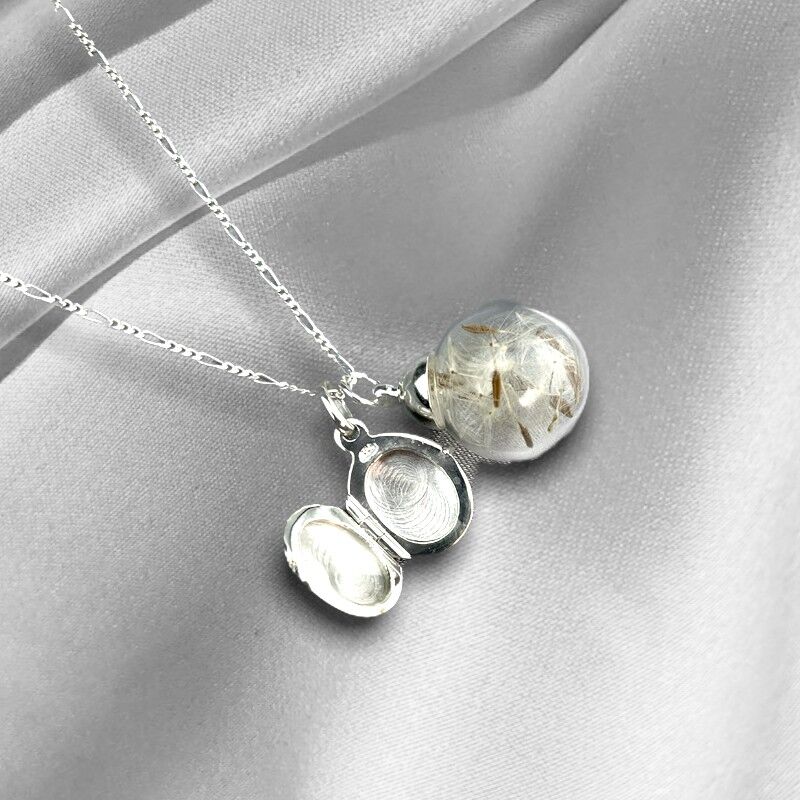 Catena a medaglione in argento 925 con veri denti di leone -K925-124