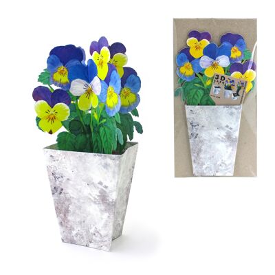 3D greeting card pansy