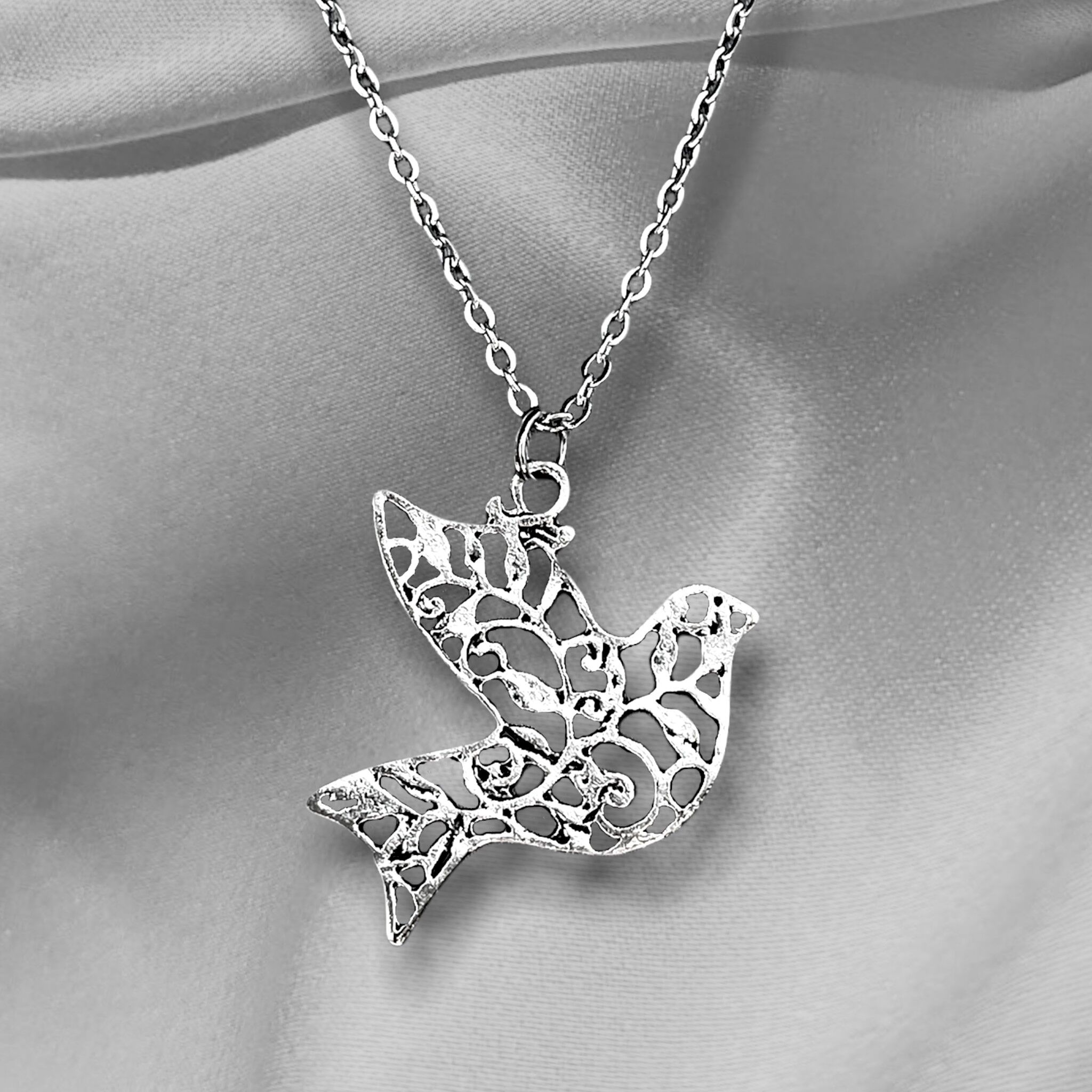 Collana placcata argento colomba della pace - VIK-102