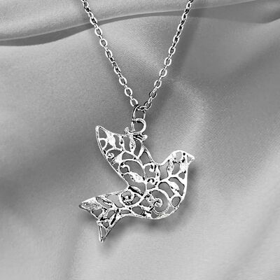 Dove of Peace Silver Plated Necklace - VIK-102