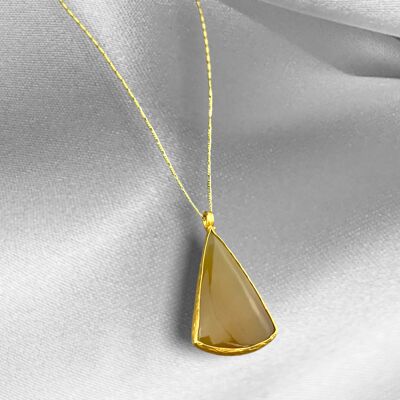 925 XL Agate Sterling Gold Plated Gemstone Necklace