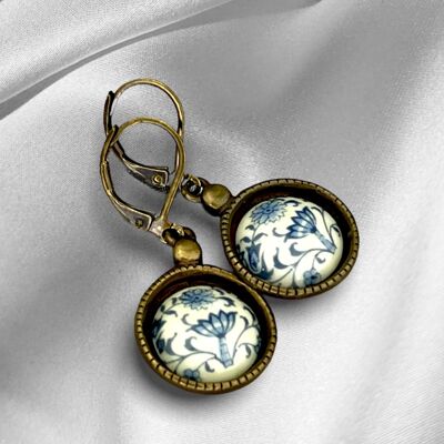 Tile vintage porcelain earrings in vintage style - VINOHR-88