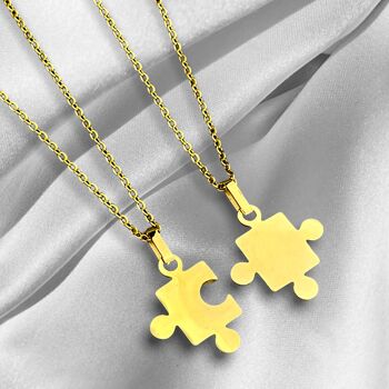 Chaîne de puzzle plaquée or dans un double pack - chaînes d'amitié - idée cadeau pour meilleur ami - VIK-128 2