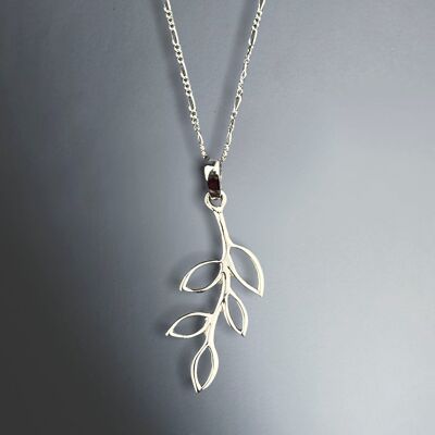 Leaves on a branch 925 sterling silver chain - genuine silver minimalist natural jewelry - K925-17