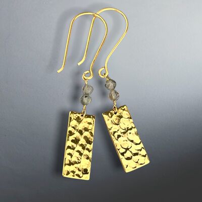 Orecchini con pietre preziose Labradorite - Gioielli con pietre preziose placcate in oro 925 Sterling - OHR925-123