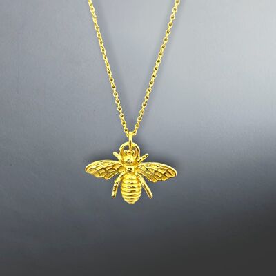 Goldene Biene 925 Sterling Vergoldete Kette - Geschenkidee für Fleißige Bienen - K925-59