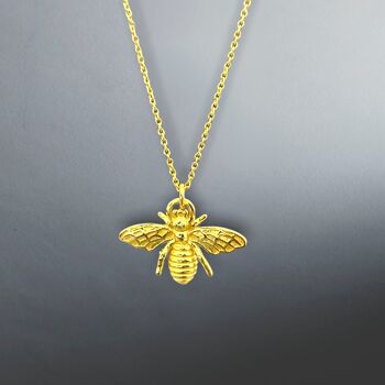 Chaîne en plaqué or sterling 925 Golden Bee - Idée cadeau pour les abeilles occupées - K925-59 1